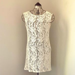 Cream Embroidered Lace Overlay